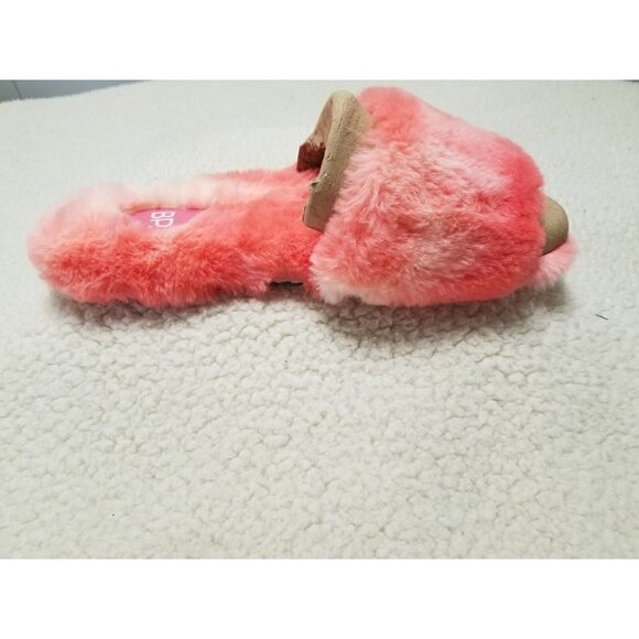 BP Nordstrom Faux Fur Open Toe Slip-on Slide Slippers Pink Sherbet Sz L - Picture 1 of 4